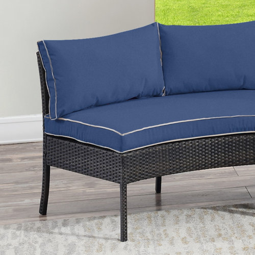 Three Posts™ Lipton 118'' Wide Outdoor Wicker Curved Patio Sectional